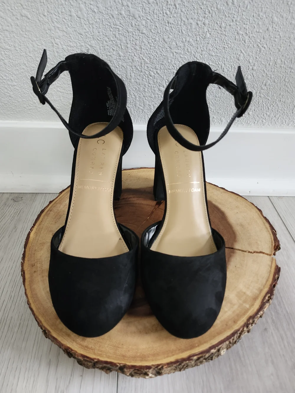 LC Lauren Conrad Black Ankle-Strap Block Heel Pump